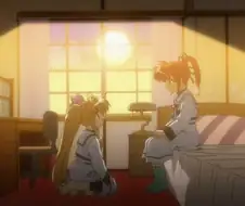 석양속의 두명의 어린이