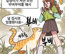 여친이 길냥이주워서 키우는만화