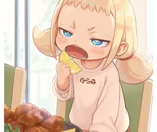 오렌지를 먹는 귀여운 여자아이.manga