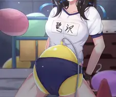 @) ㅎㅂ) 블루머 입고 풍선 벌칙 받는 후미카