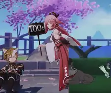 원신) 고로 교육중인 야에미코.