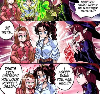 공주와 왕자 커플을 질투한 마녀가 왕자를 TS시키는 만화