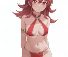 @) 후방 굉장히 섹시한 빨간 무희 카호