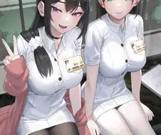 휴식중인 간호사 누나들