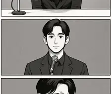 GPT야 방금 기자회견을 만화로 만들어줘.jpg