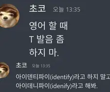 "영어 발음할 때 T 발음 좀 하지 마."