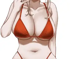 [후방] 빨간색 비키니를 입은 여자