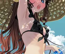 후방) 밀짚모자 비키니 소녀