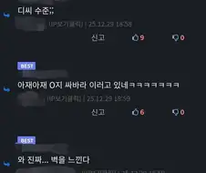 정신이 아득해지는 디씨놈 댓글 꼬라지