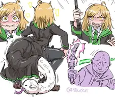 뱀을 토해내는 마법을 맞은 TS 말포이