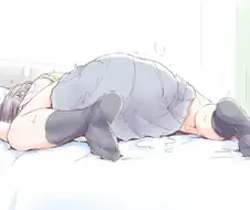 (후방)침대에 누워 괴로워하는 여고생.manga