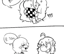 트릭컬) 체스로 소원내기를 하는 뮤트와 이드 만화.manhwa