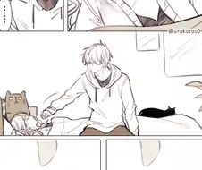 키스하는 커플.Manga