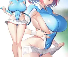 후방)하이레그 착용이 교칙인 학교의 운동부와 메이드부