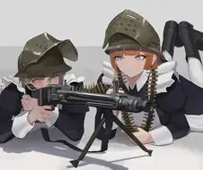 MG42를 갈기는 메이드들
