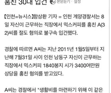 회사에서 커피믹스 가져갔다가 입건된 30대