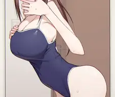 @) 수영복 입고 사진 찍는 미유씨와 옷이 꽉낀 후미카