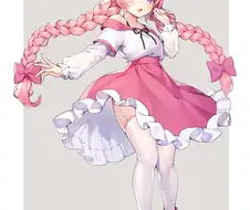 2d 미소녀 흰색 오버니삭스