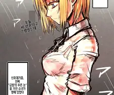 비오는 날, 신호대기하는 만화.manga