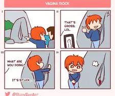 바위가 갈라진 틈에 문지르다가 거세 당하는 만화