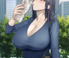 후방) 조각상 보틀컵을 쓰는 여성.manga