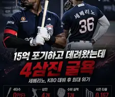 KBO] 두산의 새 외인타자 크보 첫날 성적...