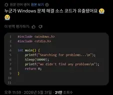 "누군가가 윈도우 문제해결 소스 코드를 유출했어요!"