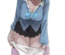 블루아카)흰스 벗는 카린(후방)