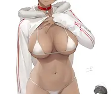 후방) 검은 피부에 흰 비키니 VS 검정 비키니