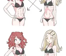 @) 히로와 사키가 서로의 몸매를 보고 놀람