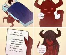 ??? : 악마야 나 잘 때 손 좀 잡아줘.manga