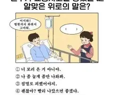 친구가 다쳐서 입원했을 때 알맞은 말은?