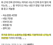 관리하는 처자의 한달 기본 유지비