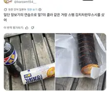 한국에서 첫 장보기로 밀콜라를 고른 일본 작가님.JPG