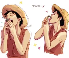 원피스 팬아트) 과격하게 전복 맛을 음미하는 루피