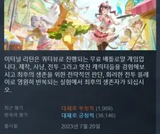 이터리) 결국 스팀 평가 부정적까지 추락