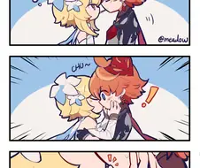 (원신) 여행자랑 탈탈이가 빼빼로 게임 하는 만화.manwha