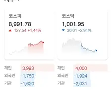 코스피 9000피 붕괴.