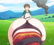 후방)엉덩이를 바라보는 애니 캐릭터들