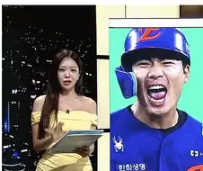 아나운서 복장 보고 흥분한 야구선수