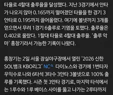 지금 1할을 치는데 팬들이 욕을 못한다는 야구 선수