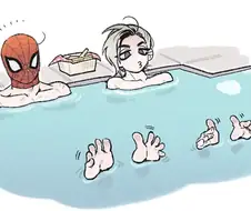 스파이더맨과 목욕탕에 간 엘레나