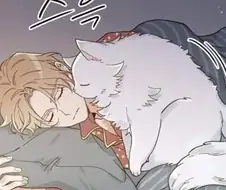 함께 만화보는 집사와 고양이