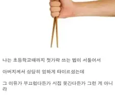 초딩때 젓가락질 서툴어서 아버지께서 타이르셨음