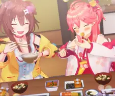 버튜버)코로네 와 미코 식사