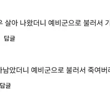 예비군 사망 사건 뉴스 댓글 중에 씁쓸했던 것