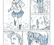 울면서 빗속을 해쳐나가는 여고생.manhwa