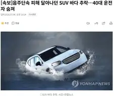 음주단속 피해 달아나던 SUV 바다 추락…40대 운전자 숨져