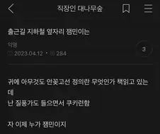 출근길 지하철 옆자리 잼민이는