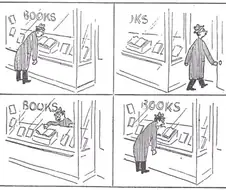 진열된 책을 공짜로 읽는 신사.Comic